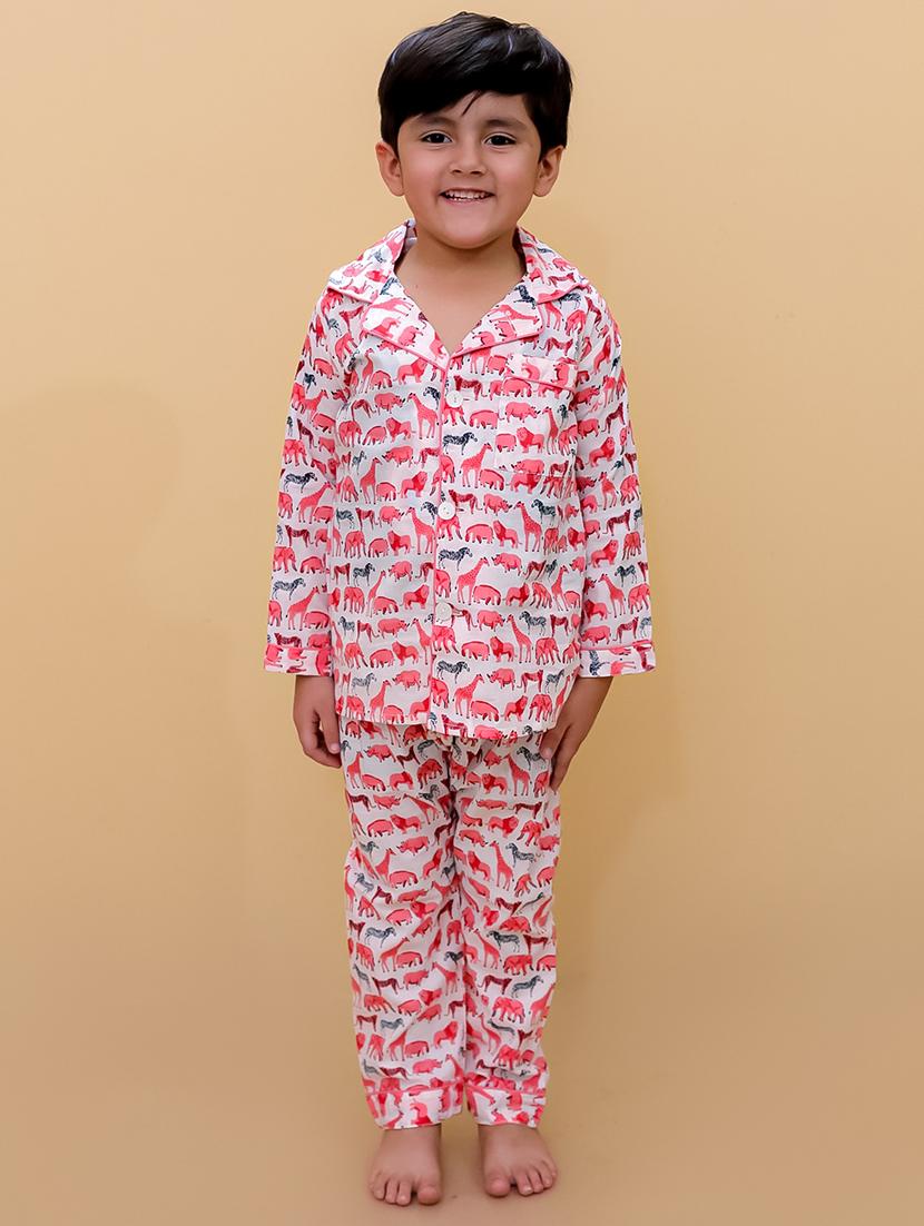 unisex printed long sleeves pyjama nightwear set - 21559312 - Zoom Image - 0