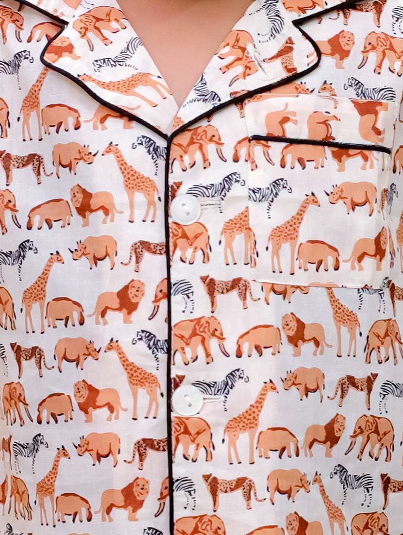 unisex printed long sleeves pyjama nightwear set - 21559316 -  Standard Image - 5