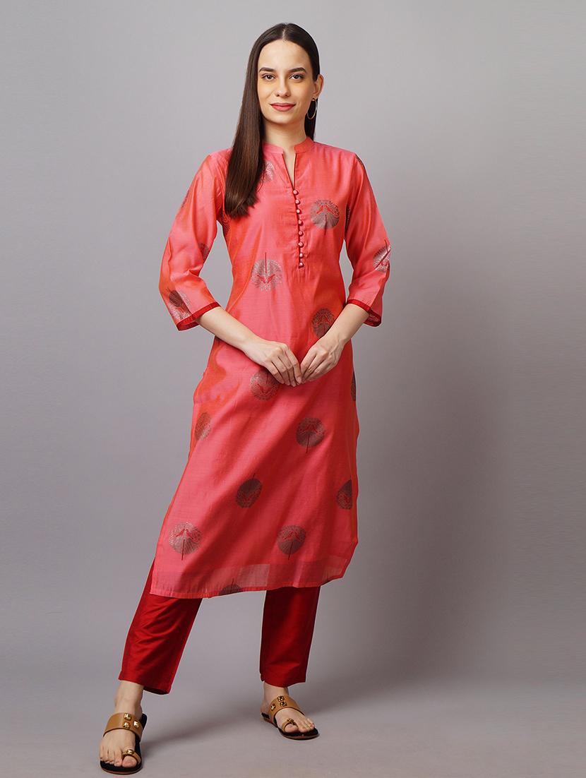 women pink self design kurta pant set - 21559394 - Zoom Image - 0