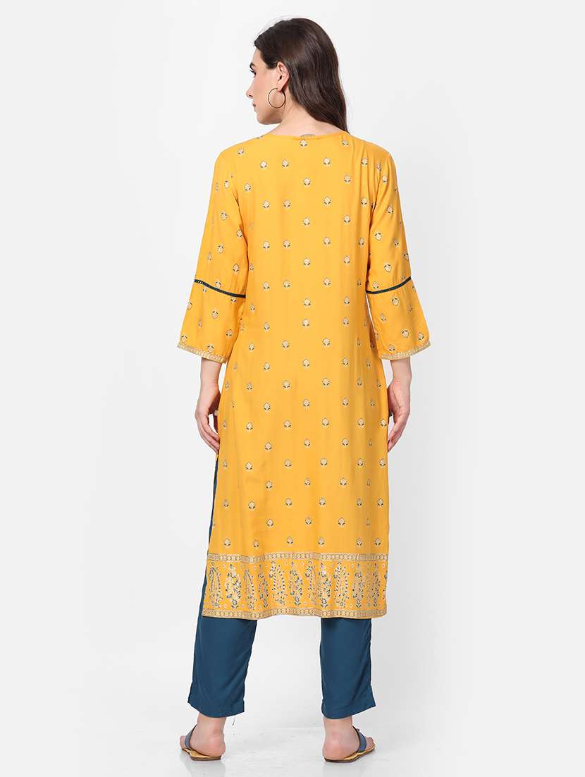 women printed round neck kurta pant set - 21559403 - Standard Image - 3