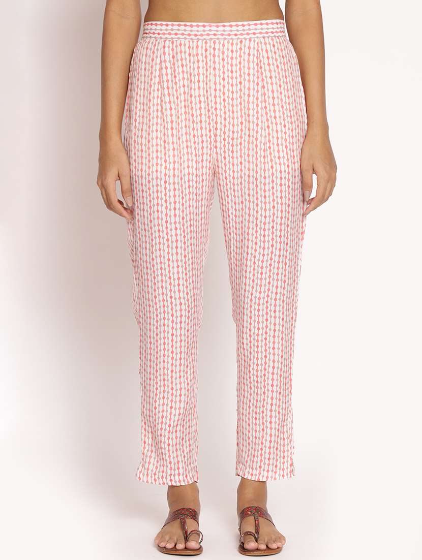 women peach printed kurta pant set - 21559406 - Standard Image - 5
