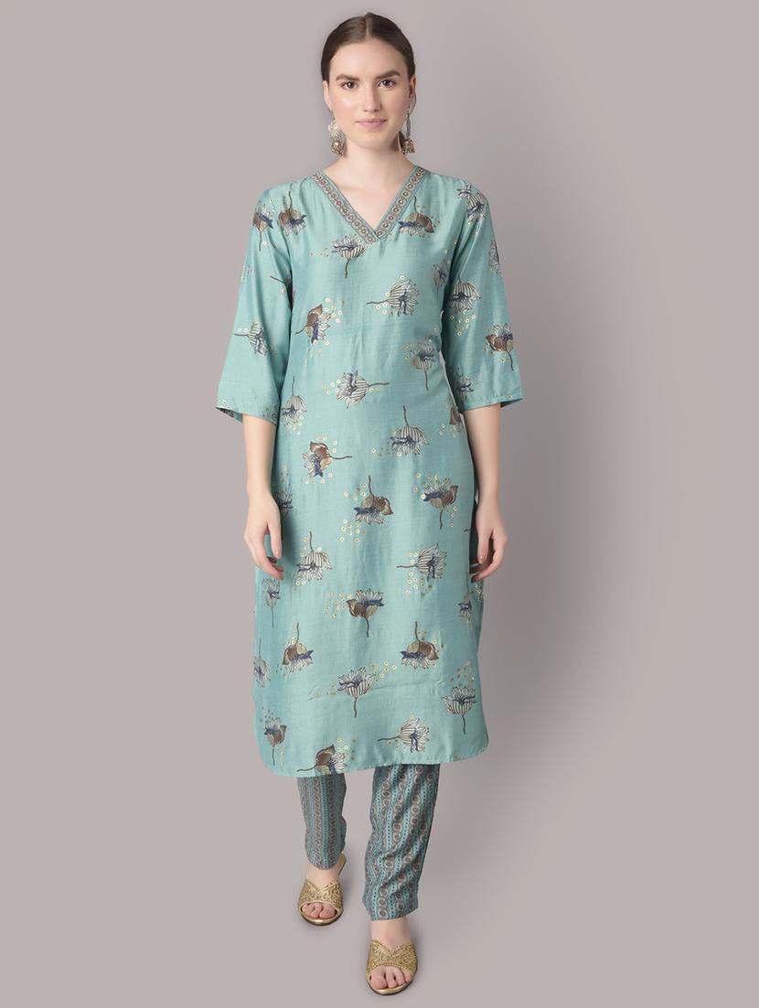 women printed three quarter sleeves kurta pant set - 21559435 - Zoom Image - 0