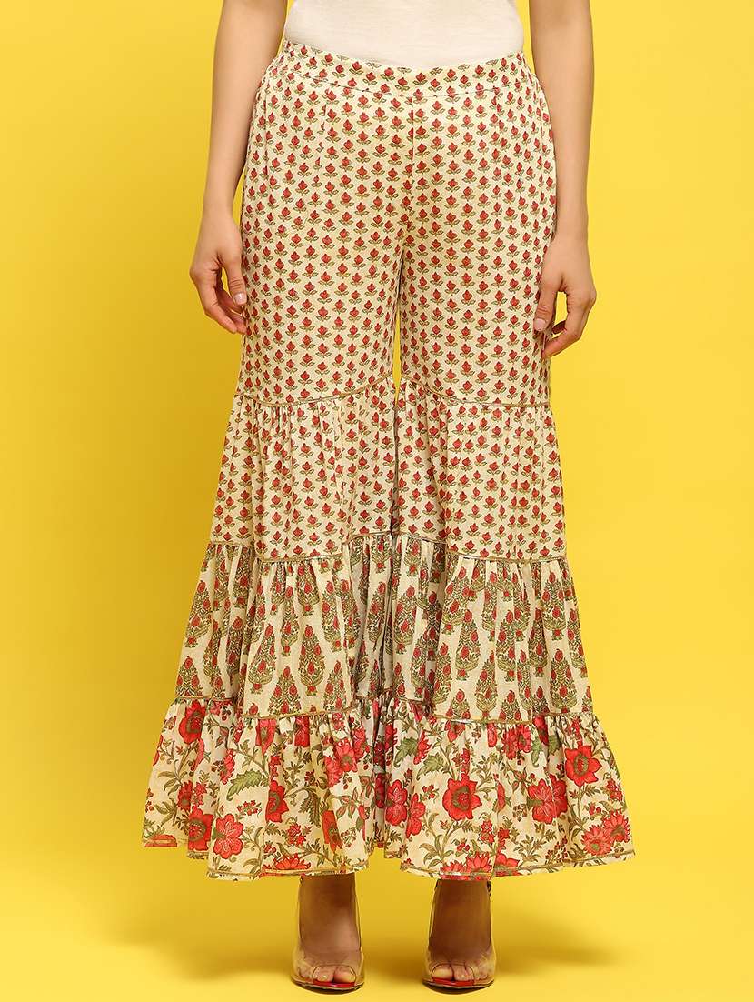 women printed three quarter sleeves kurta sharara set - 21559472 -  Standard Image - 5