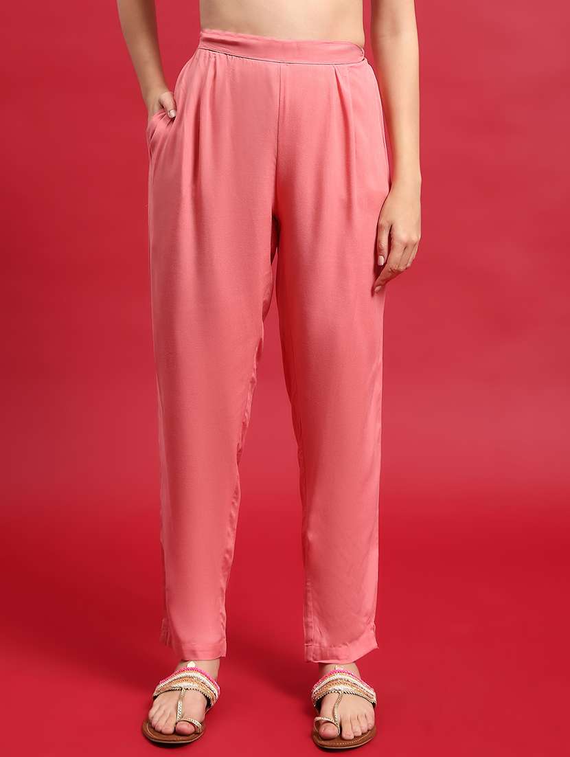 women solid three quarter sleeves kurta pant set - 21559479 - Standard Image - 5