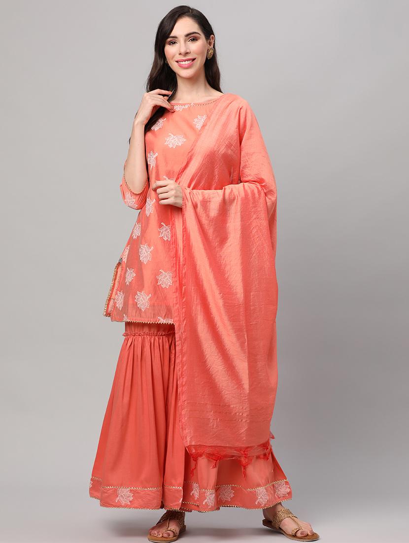women printed three quarter sleeves kurta sharara set - 21559510 - Standard Image - 3
