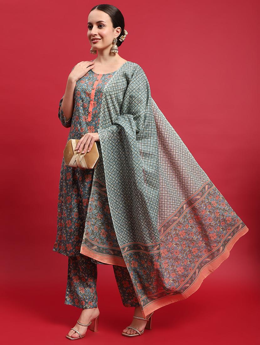 women floral kurta pant set with dupatta - 21559646 -  Zoom Image - 0