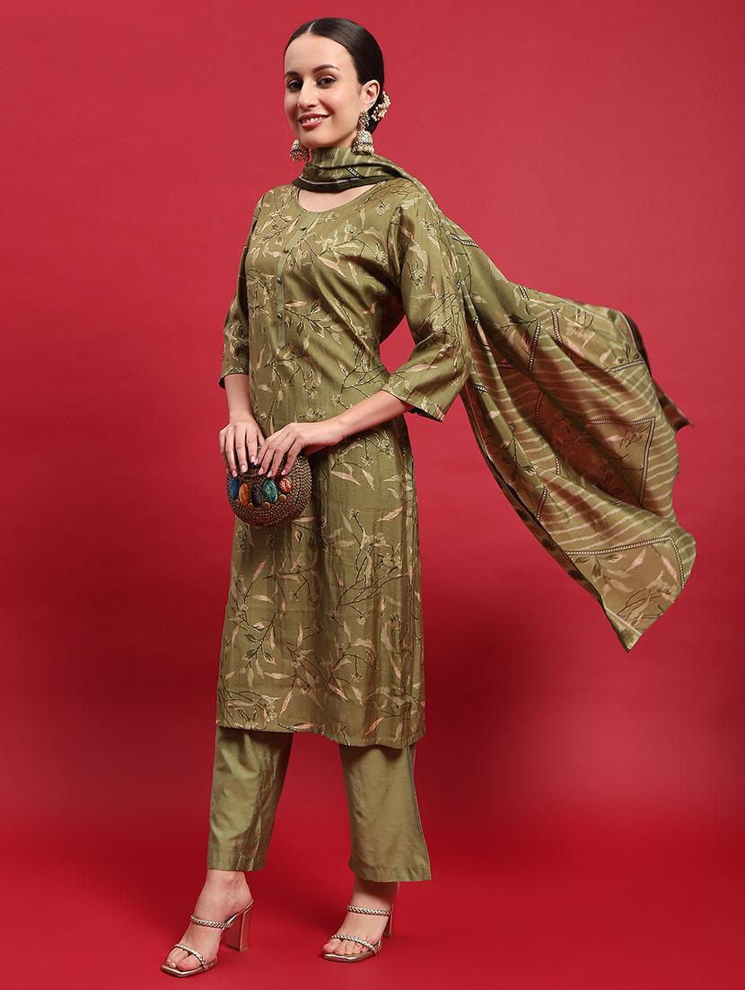 women three quarter sleeve kurta pant with dupatta set - 21559649 - Standard Image - 3