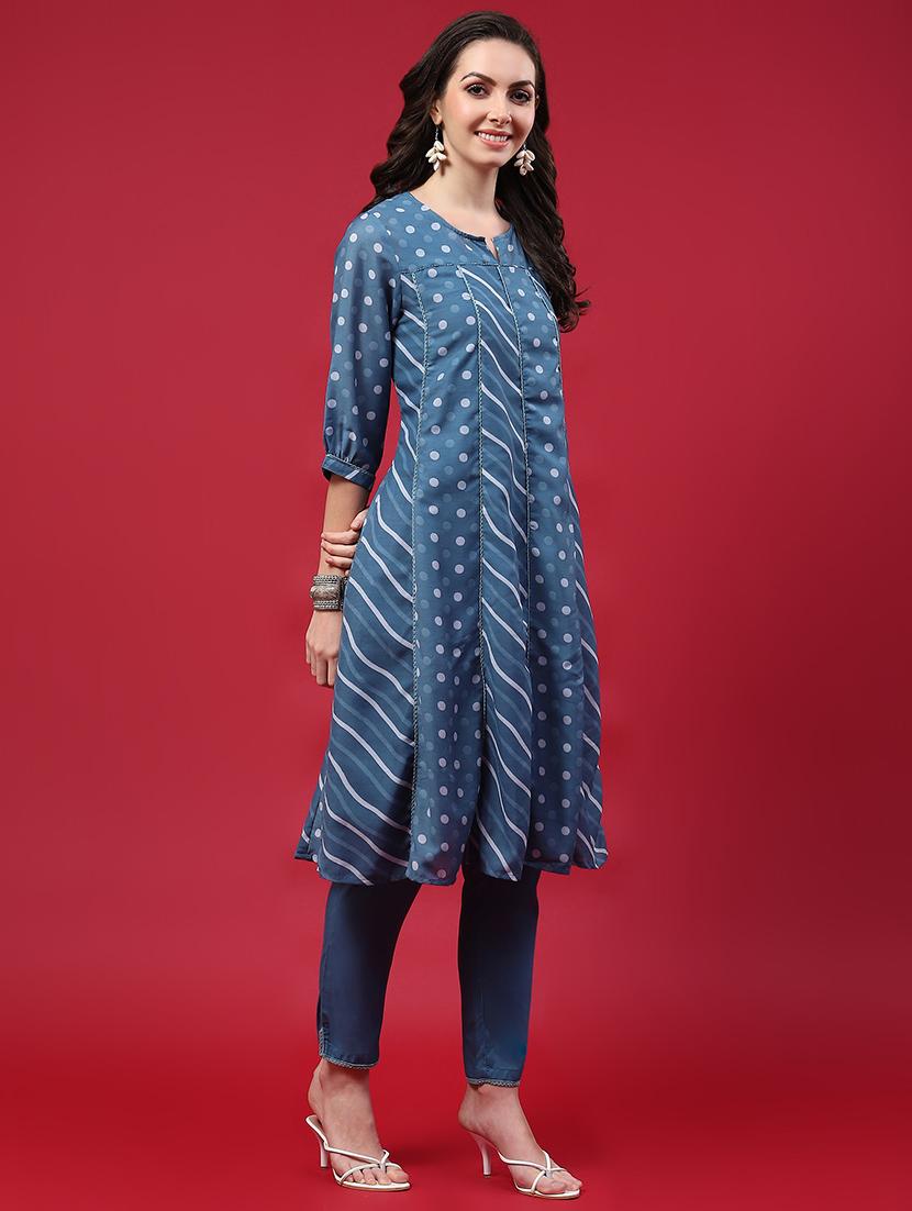women three quarter sleeve kurta pant with dupatta set - 21559656 - Standard Image - 3