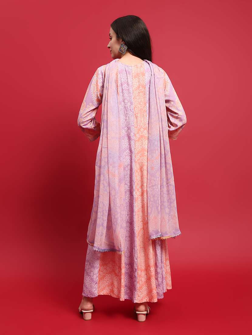 women printed three quarter sleeves kurta dupatta set - 21559657 - Standard Image - 3
