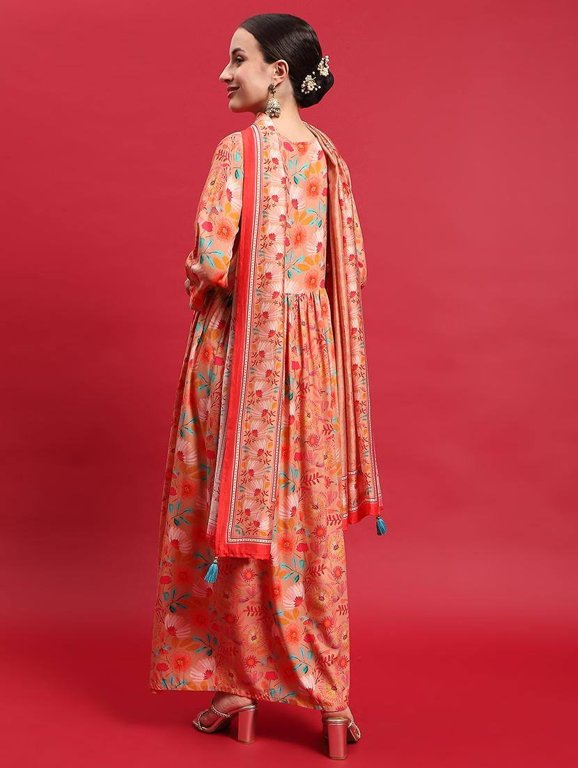 women printed three quarter sleeves kurta dupatta set - 21559658 - Standard Image - 3