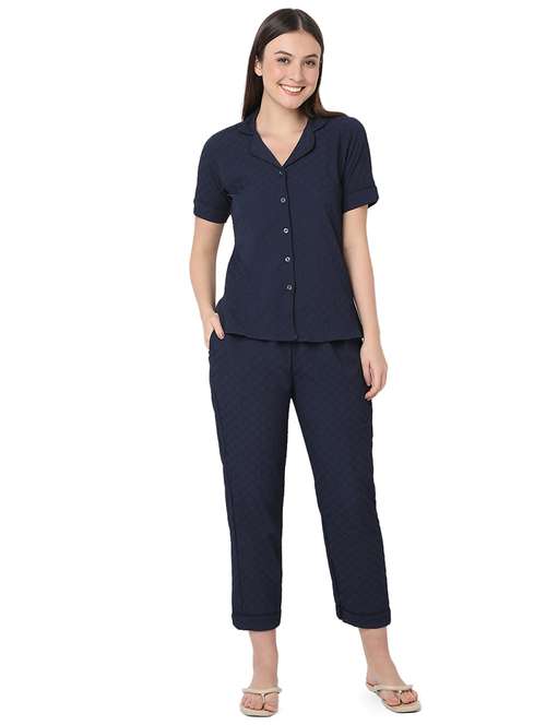women solid pyjama nightwear set - 21559665 -  Standard Image - 0