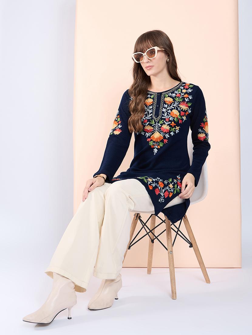 women embroidered long sleeves kurti - 21560194 - Standard Image - 3