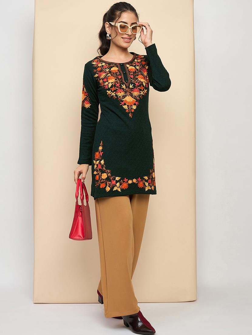 women embroidered long sleeves kurti - 21560196 - Standard Image - 3