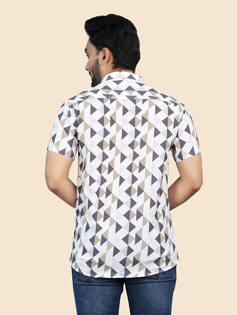 men geometric collared casual shirt - 21560216 -  Standard Image - 3