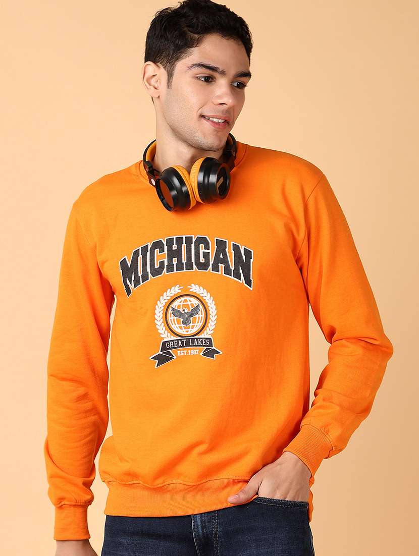 men long sleeves front print sweatshirt