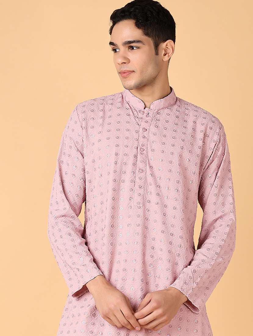 men sequin embroidered kurta churidar ethnic wear set - 21560538 -  Standard Image - 3