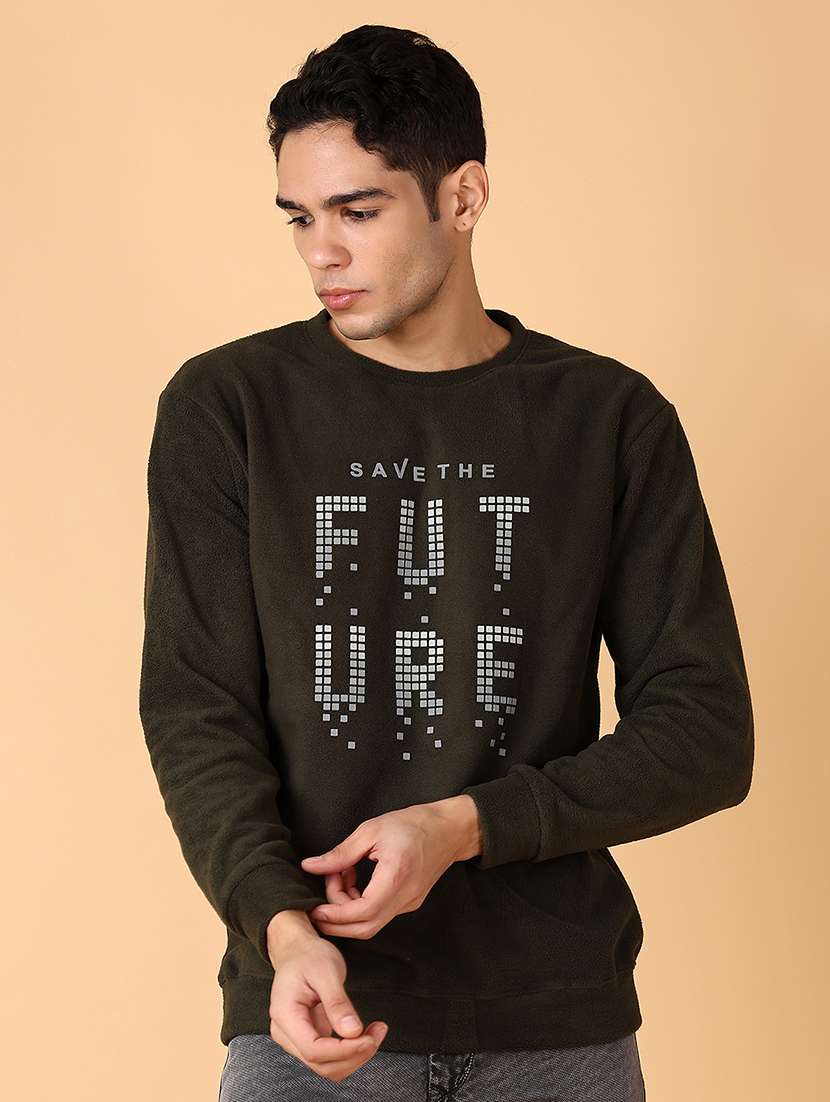men long sleeves front print sweatshirt