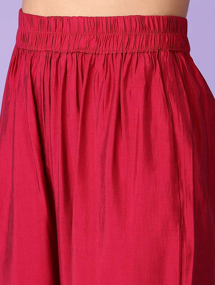 Women Magenta Foil Printed Kurta Pant Set