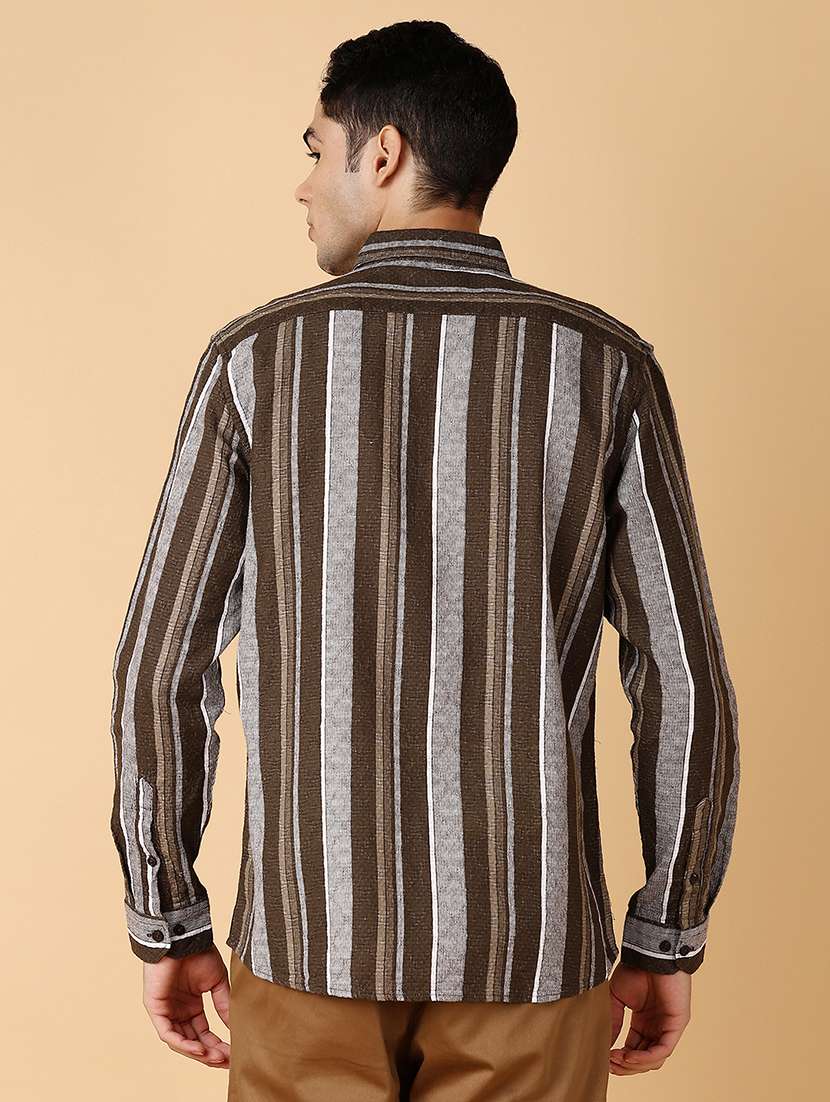 men long sleeves striped casual shirt - 21560602 -  Standard Image - 3