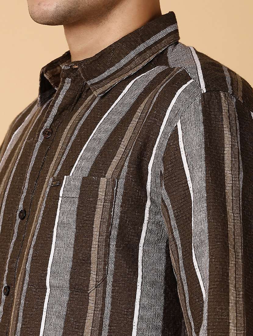 men long sleeves striped casual shirt - 21560602 -  Standard Image - 5