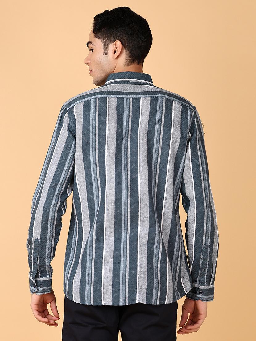 men long sleeves striped casual shirt - 21560603 - Standard Image - 3