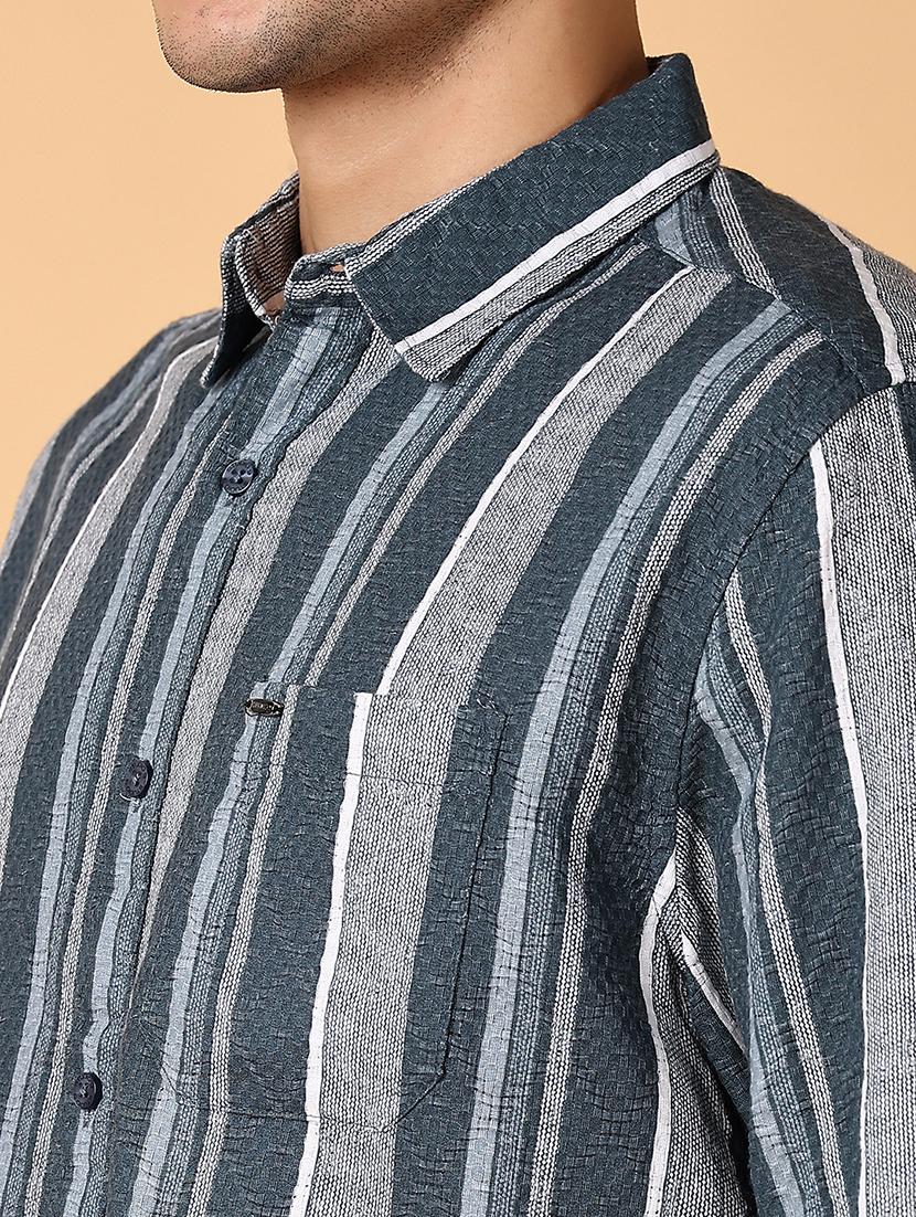 men long sleeves striped casual shirt - 21560603 - Standard Image - 5