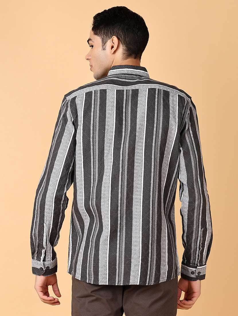 men long sleeves striped casual shirt - 21560604 -  Standard Image - 3
