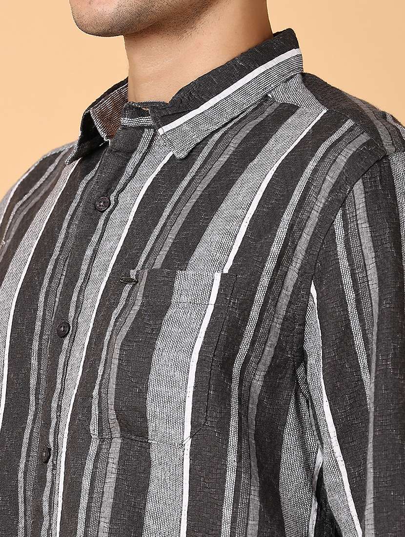 men long sleeves striped casual shirt - 21560604 -  Standard Image - 5