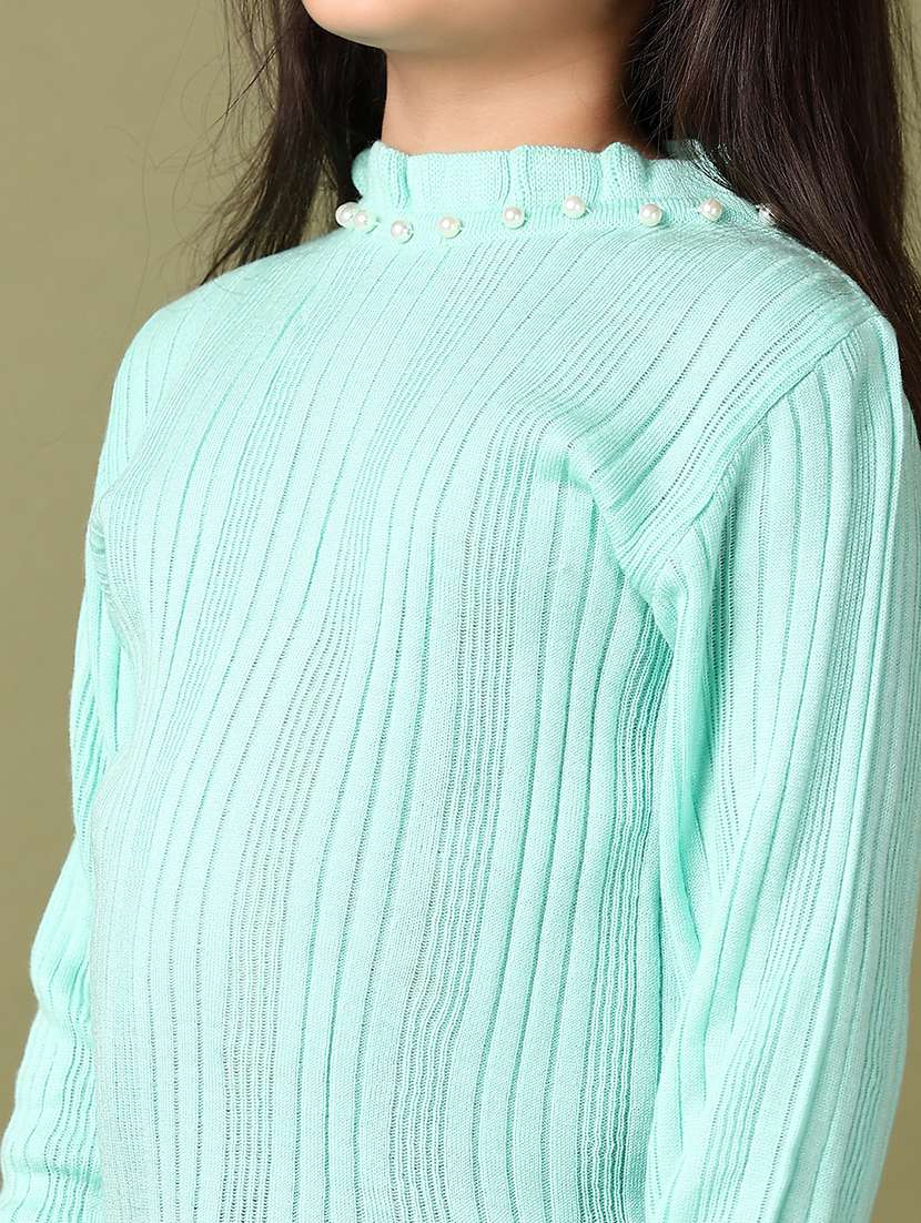 girls self design long sleeve pullover sweater - 21560605 -  Standard Image - 3