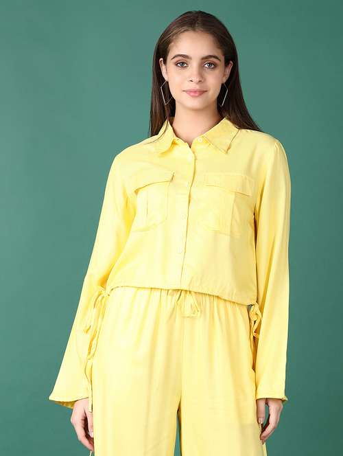 girls solid long sleeve shirt style top - 21560610 -  Standard Image - 0