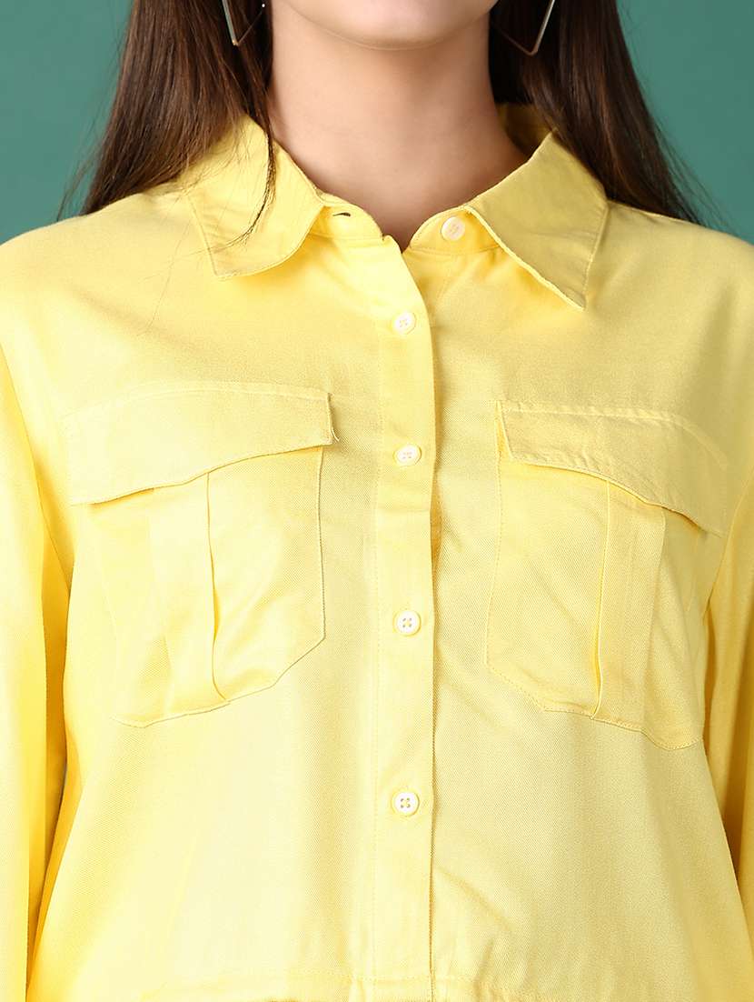 girls solid long sleeve shirt style top - 21560610 -  Standard Image - 5