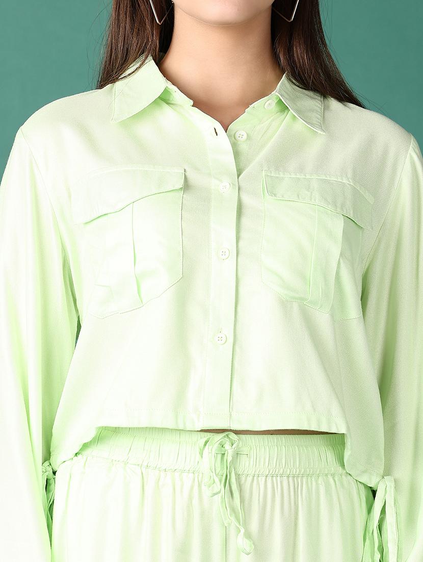 girls solid long sleeve shirt style top - 21560611 - Standard Image - 5