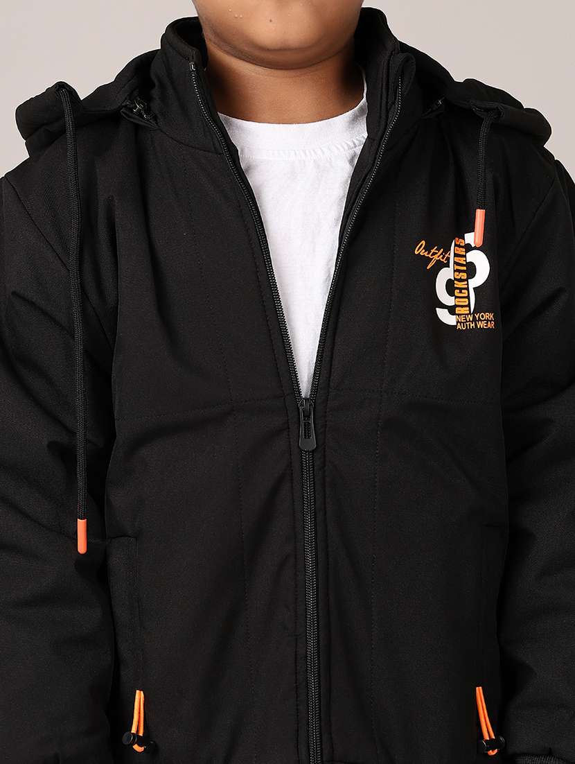 boys solid long sleeve hooded quilted jacket - 21560615 -  Standard Image - 3