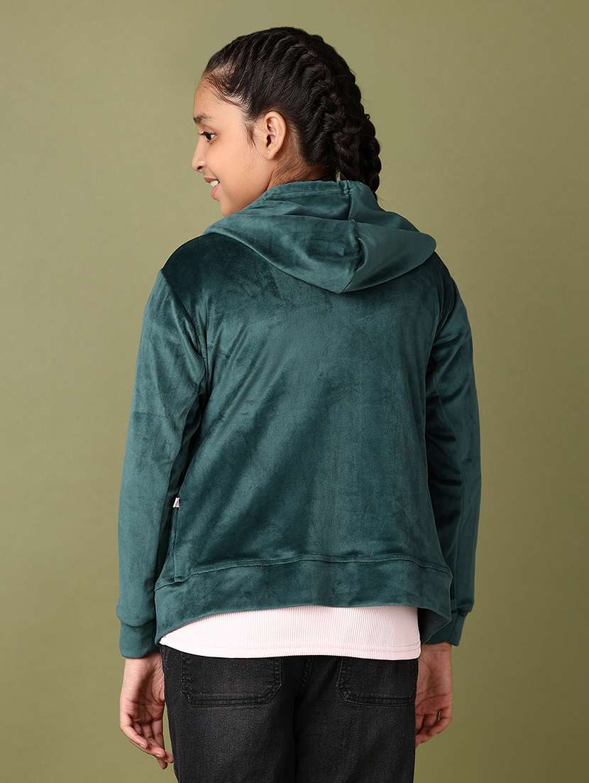 girls green solid long sleeve sweatshirts - 21561273 -  Standard Image - 3