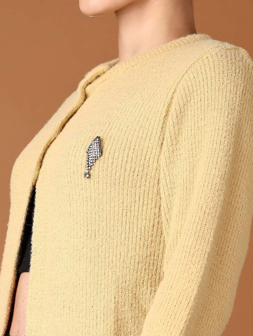 women solid long sleeve cardigan - 21561274 -  Standard Image - 5