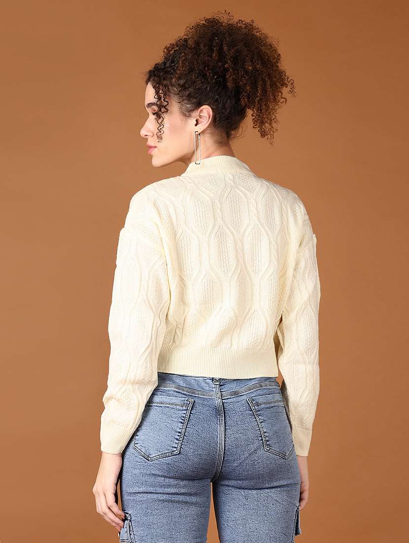 women self design long sleeve cropped pullover - 21561276 -  Standard Image - 3