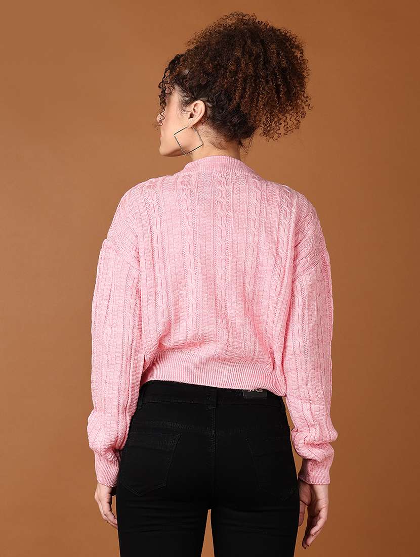 women self design long sleeve cropped pullover - 21561277 -  Standard Image - 3