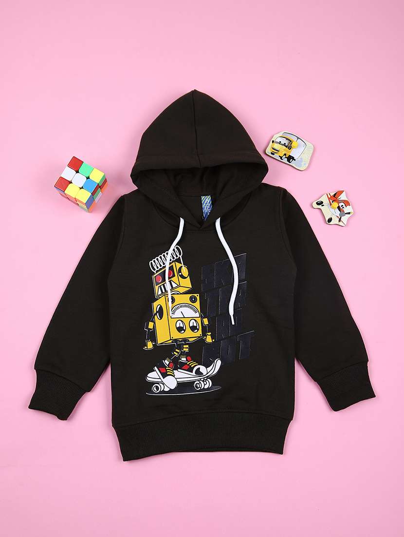 boys front print hooded sweatshirt