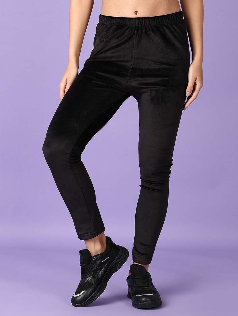 women black solid full length legging