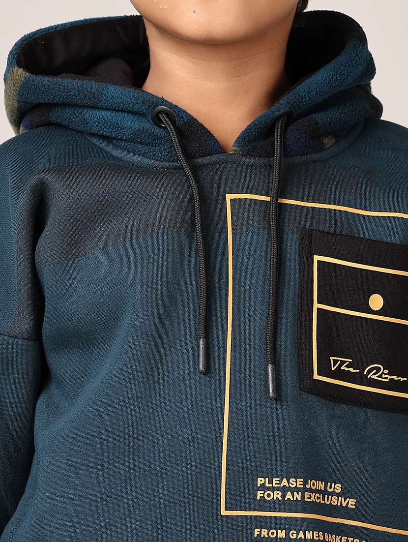 Boys Front Print Long Sleeve Hooded Sweatshirt - 21561288 -  Standard Image - 5