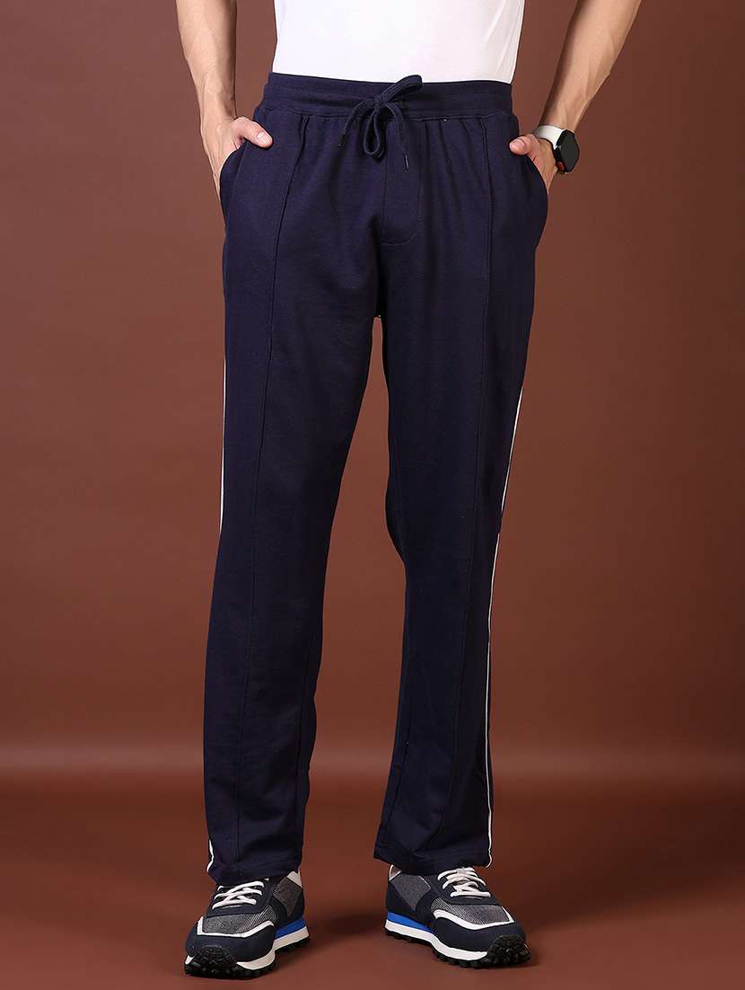 men solid mid rise full length tack pant