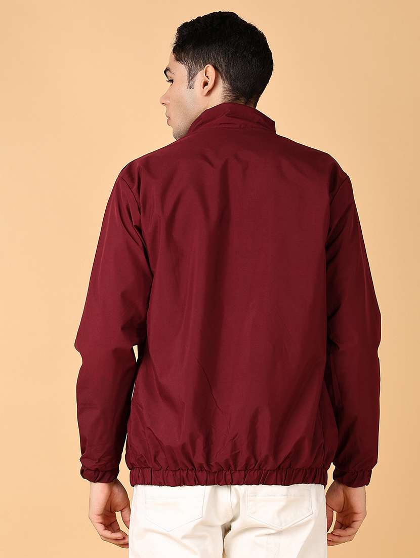 men maroon solid casual jacket - 21561297 -  Standard Image - 3