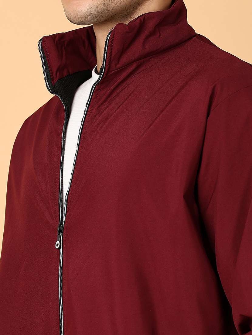 men maroon solid casual jacket - 21561297 -  Standard Image - 5