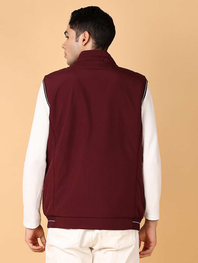 men maroon solid casual jacket - 21561298 -  Standard Image - 3