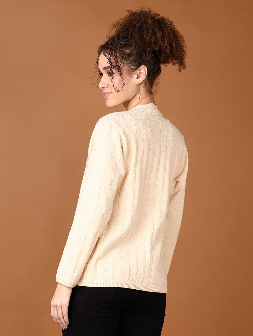 women self design long sleeve cardigan - 21561303 -  Standard Image - 3