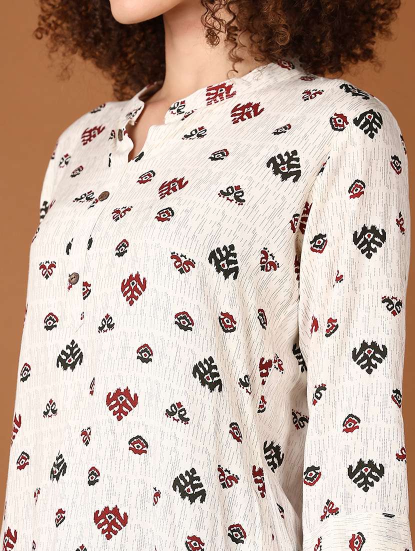 women printed three quarter sleeve straight kurta - 21561309 -  Standard Image - 5