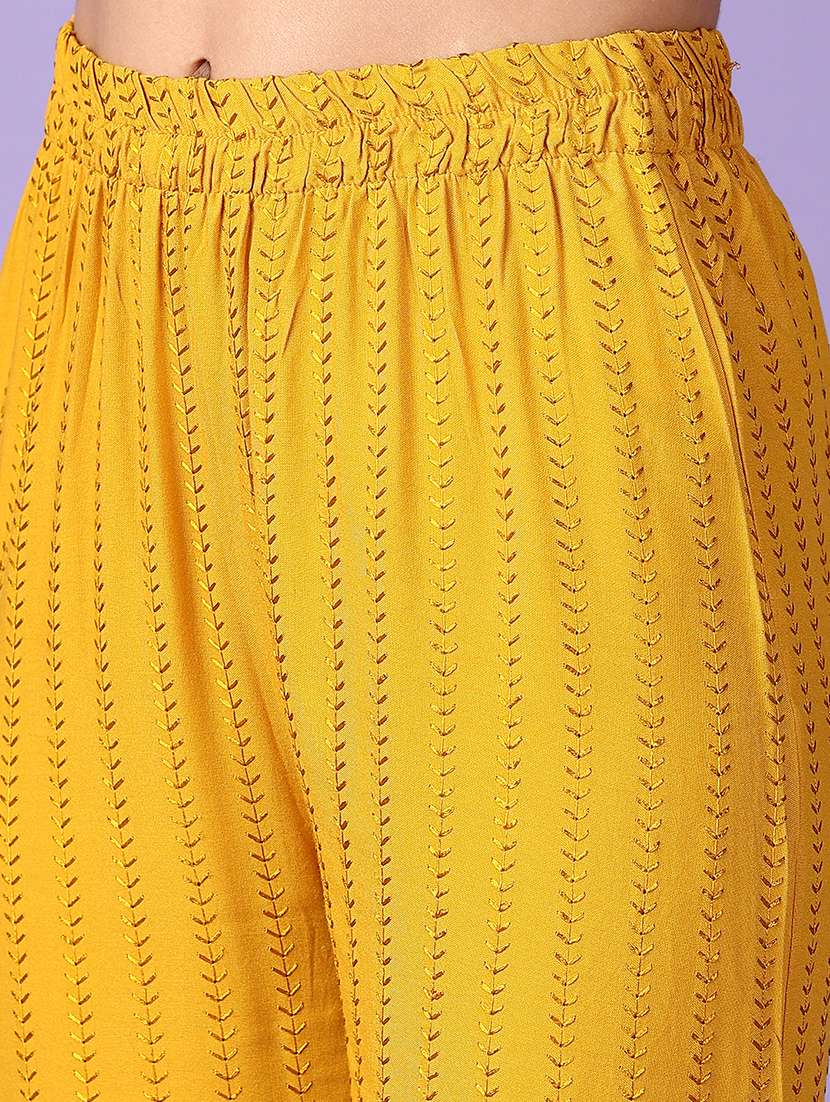 women mustard embroidered palazzo - 21561335 -  Standard Image - 5
