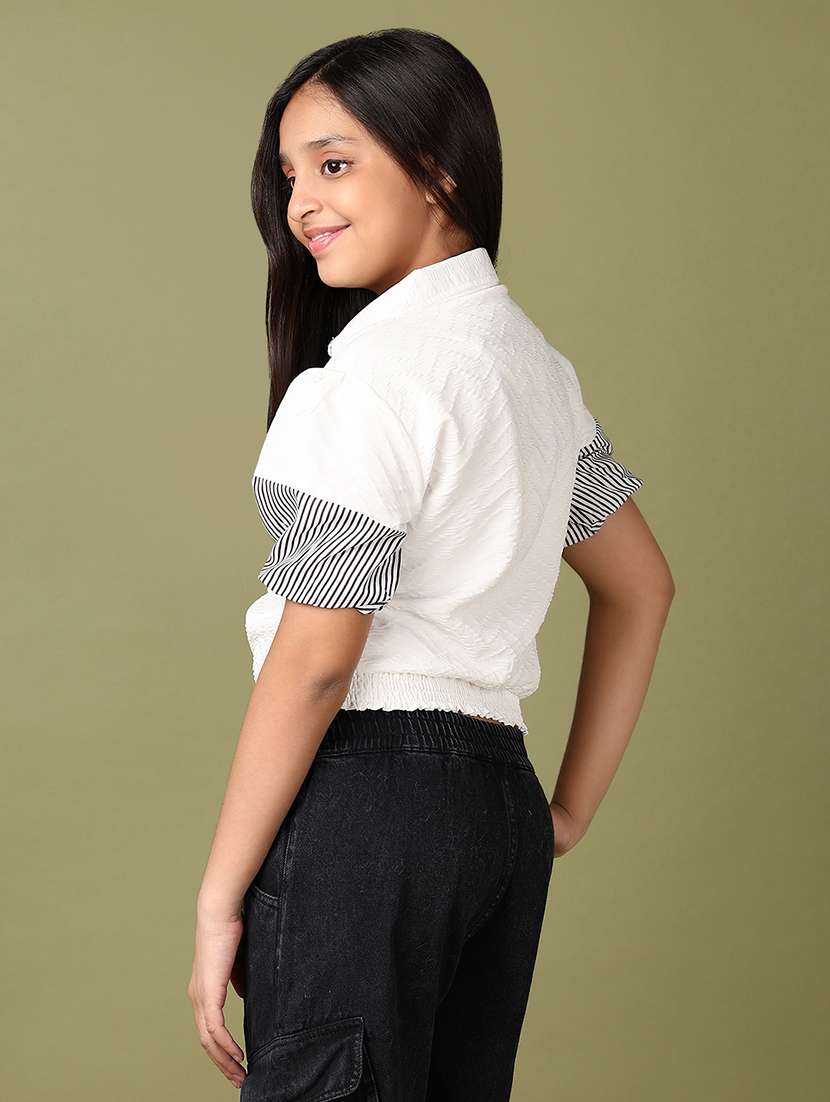girls white solid puff sleeve top - 21561341 - Standard Image - 3