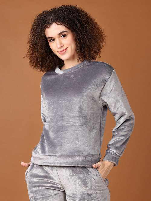 women solid long sleeve sweatshirt - 21561345 -  Standard Image - 0