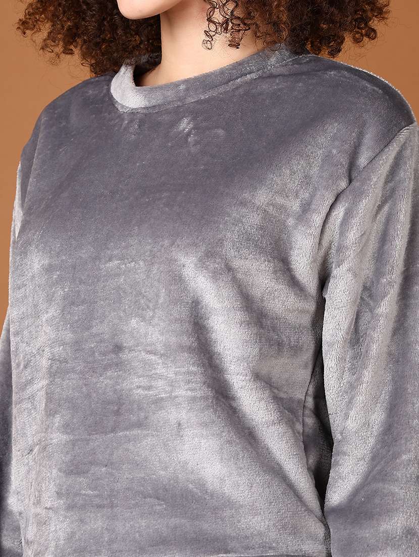 women solid long sleeve sweatshirt - 21561345 -  Standard Image - 3